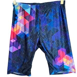 361 Degrees Compression Shorts Womens Medium MultiColor Geo Workout Athleisure